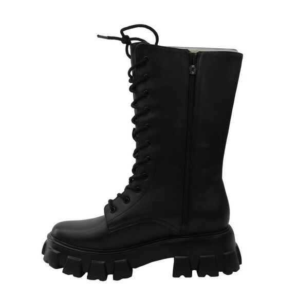 RAYE Women's Sheena Leather Lace Up Mid Calf Boots in Black SZ 7 - Picture 5 of 9